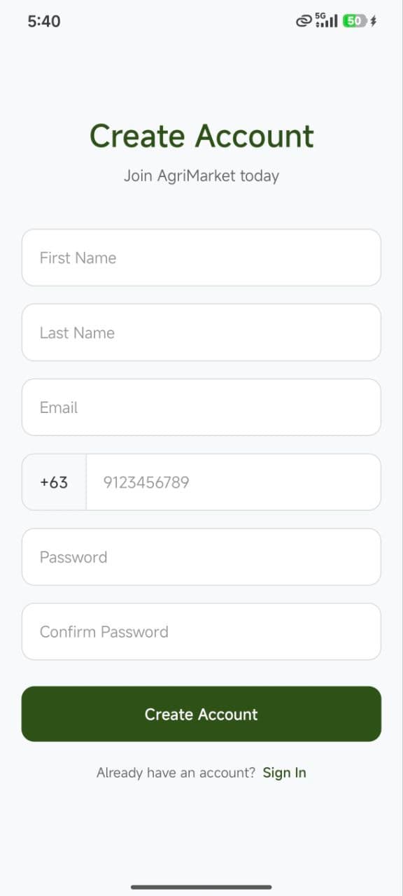 AgriMarket Mobile App screenshot 1